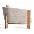 Luxusná béžová škandinávska sedačka Naria obdĺžnikového tvaru z masívneho dubového dreva s látkovým poťahom 200 cm