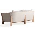 Luxusná béžová škandinávska sedačka Naria obdĺžnikového tvaru z masívneho dubového dreva s látkovým poťahom 200 cm