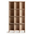Luxusná škadinávska knižnica Naria z masívneho hnedého dubového dreva so štyrmi policami obdĺžnikového tvaru 210 cm