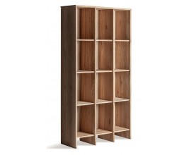 Luxusná škadinávska knižnica Naria z masívneho hnedého dubového dreva so štyrmi policami obdĺžnikového tvaru 210 cm