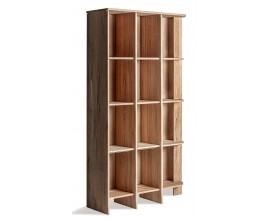 Luxusná škadinávska knižnica Naria s policami z masívneho dubového hnedého dreva obdĺžnikového tvaru 210 cm
