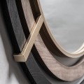 Art deco okr&uacute;hle mas&iacute;vne n&aacute;stenn&eacute; zrkadlo Missy s kovov&yacute;m a dreven&yacute;m r&aacute;mom v hnedej čiernej a zlatej farbe 109 cm 