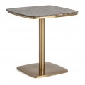 Luxusný art deco štvorcový mramorový hnedý príručný stolík Artis s oblými rohmi a kovovou zlatou nohou 77 cm