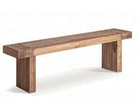 Luxusná rustikálna dvojmiestna obdĺžniková masívna hnedá lavica Lilia s prírodným vzhľadom s vidieckym nádychom 157 cm 