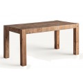 Luxusný vidiecky jedálenský stôl Poli v obdĺžnikovom tvare s prírodným rustikálnym vzhľadom z masívneho dreva v hnedej farbe s hranatými nožičkami