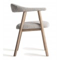 Luxusná škandinávska masívna čalúnená jedálenská stolička Bibia so sivým textilným poťahom s hnedými oblými nožičkami 75 cm