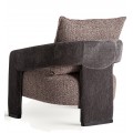 Luxusné moderné art deco čalúnené kreslo Zerio s hnedým a čiernym poťahom s atypickými zamatovými nožičkami 83 cm