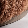 Luxusné glamour kreslo Lavonne s veľkým kožušinovým poťahom a drevenou okrúhlou podstavou 116 cm