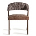 Luxusná retro jedálenská stolička Leni s hnedým menčestrovým poťahom a dubovo kaučukovou konštrukciou 82 cm