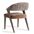 Luxusná retro jedálenská stolička Leni s hnedým menčestrovým poťahom a dubovo kaučukovou konštrukciou 82 cm