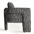 Luxusné moderné kreslo Nikolay s celoplošným čalúnením s melírovaným vzorom v čiernej a bielej farbe s vankúšom 82 cm