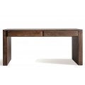 Luxusný moderný masívny obdĺžnikový hnedý písací stôl Lury s dvomi oblými hladkými zásuvkami 180 cm