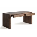 Luxusný moderný masívny obdĺžnikový hnedý písací stôl Lury s dvomi oblými hladkými zásuvkami 180 cm