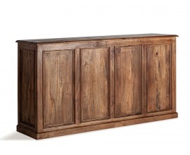 Luxusný koloniálny masívny hnedý vyrezávaný obdĺžnikový barový pult Musil s dvomi poličkami a dvomi zásuvkami 206 cm