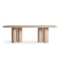 Luxusný moderný obdĺžnikový jedálenský stôl Reyesse so šiestimi nohami v prírodnej svetlej hnedej farbe dreva 240 cm