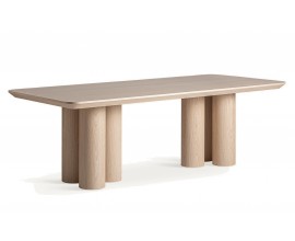 Luxusný moderný obdĺžnikový jedálenský stôl Reyesse so šiestimi nohami v prírodnej svetlej hnedej farbe dreva 240 cm