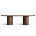 Luxusný art deco oválny masívny geometrický jedálenský stôl Nisi v hnedej farbe s atypickými nožičkami 270 cm