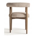 Luxusná moderná béžová jedálenská stolička Elara z hnedého jaseňového dreva zaobleného tvaru s buklé čalúnením 69 cm