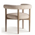 Luxusná moderná béžová jedálenská stolička Elara z hnedého jaseňového dreva zaobleného tvaru s buklé čalúnením 69 cm