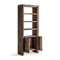 Luxusný koloniálny knižnicový regál Larena z masívneho hnedého dreva s tromi policami a dvojdverovou skrinkou 220 cm