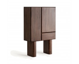 Luxusná art deco dvojdverová masívna obdĺžniková hnedá barová skrinka Craigh so zásuvkou a tromi poličkami 160 cm 