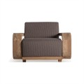 Luxusné moderné vidiecke štýlové čalúnené záhradné kreslo Koras s masívnou hnedou konštrukciou 110 cm
