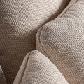 Luxusná etno trojmiestna béžová záhradná sedačka Miliana s masívnym hnedým rámom a textilným výpletom s vankúšmi 240 cm