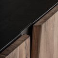 Luxusný industriálny štvordverový masívny hnedý príborník Drantil s čiernym kovovým korpusom 220 cm