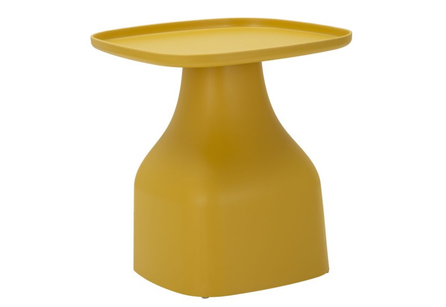 Moderný príručný stolík Avanguardio v žltej pastelovej farbe s hladkým povrchom s keramickým vzhľadom a zaoblenými hranami