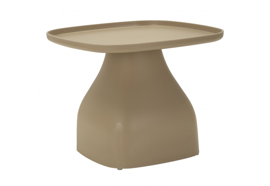Dizajnový príručný stolík Avanguardio s keramickým vzhľadom v kaki zelenej farbe s oblými rohmi a hladkým povrchom