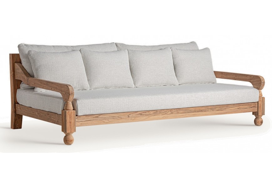 Luxusná koloniálna masívna štvormiestna záhradná sedačka Borinila so šiestimi vankúšmi v sivej farbe 250 cm