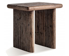 Luxusná vidiecka masívna príručný stolík Juzina v hnedej farbe so sedadlom v štvorcovom tvare 65 cm