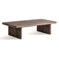 Luxusný vidiecky masívny konferenčný stolík Juzina v hnedej farbe s výraznou drevenou štruktúrou 160 cm