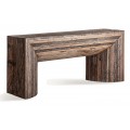 Luxusn&yacute; vidiecky mas&iacute;vny hned&yacute; konzolov&yacute; stol&iacute;k Juzina v obdĺžnikovom tvare v hnedej farbe 200 cm