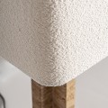 Luxusná art deco bouclé biela stolná lampa Rake s geometrickou hranatou béžovou travertínovou nohou s bavlneným tienidlom 80 cm 