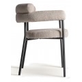 Luxusná moderná čalúnená sivá jedálenská stolička Lora s čiernymi kovovými nožičkami a valcovým operadlom 77 cm