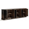 Luxusný koloniálny obdĺžnikový šesťdvierkový masívny príborník Boher s vyrezávaním v hnedej farbe s tromi poličkami 260 cm