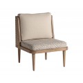 Luxusné retro kreslo Lunia s čalúnením a poťahom v béžovej farbe so vzorom s rámom z masívneho brezového dreva v hnedej farbe s viedenským ratanovým výpletom