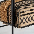 Luxusné etno čalúnené kreslo Astrid s kožušinovým prešívaním a čierno hnedým vzorovaním 72 cm