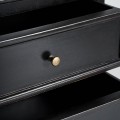 Luxusný vintage obdĺžnikový čierny príborník Zena Noir s tromi dvierkami a štyrmi zásuvkami z masívneho dreva 212 cm