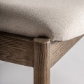 Luxusná moderná masívna hnedá čalúnená jedálenská stolička Salena s ľanovým béžovým texturovaným poťahom 80 cm