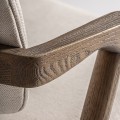 Luxusná moderná masívna hnedá čalúnená jedálenská stolička Salena s ľanovým béžovým texturovaným poťahom 80 cm