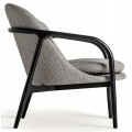 Luxusné moderné čalúnené sivé kreslo Hubert s textúrovaným poťahom a masívnou čiernou konštrukciou 84 cm