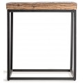 Industriálny štvorcový príručný stolík Draven s čiernou kovovou podstavou a masívnou drevenou doskou 55 cm