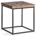 Masívny štvorcový príručný stolík Draven z tmavohnedého masívneho dreva s čiernou kovovou konštrukciou
