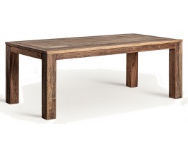 Luxusný koloniálny masívny hnedý jedálenský stôl Goz v obdĺžnikovom tvare s výraznou štruktúrou dreva 200 cm 