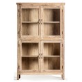 Luxusná koloniálna masívna svetlo hnedá štvordverová knižnica Hokad so sklenenou výplňou a tromi poličkami 198 cm
