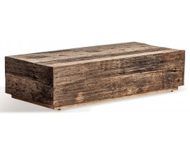 Luxusný koloniálny konferenčný stolík Tavar obdĺžnikového tvaru z hnedého štruktúrovaného masívneho dreva 151 cm