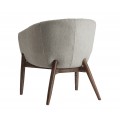 Štýlové retro čalúnené sivé kreslo Jasmin z masívneho hnedého dreva a textilného poťahu s ozdobnými nitmi 79 cm
