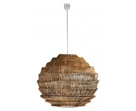 Luxusný etno ratanový závesný guľový luster Save v hnedej farbe 76 cm